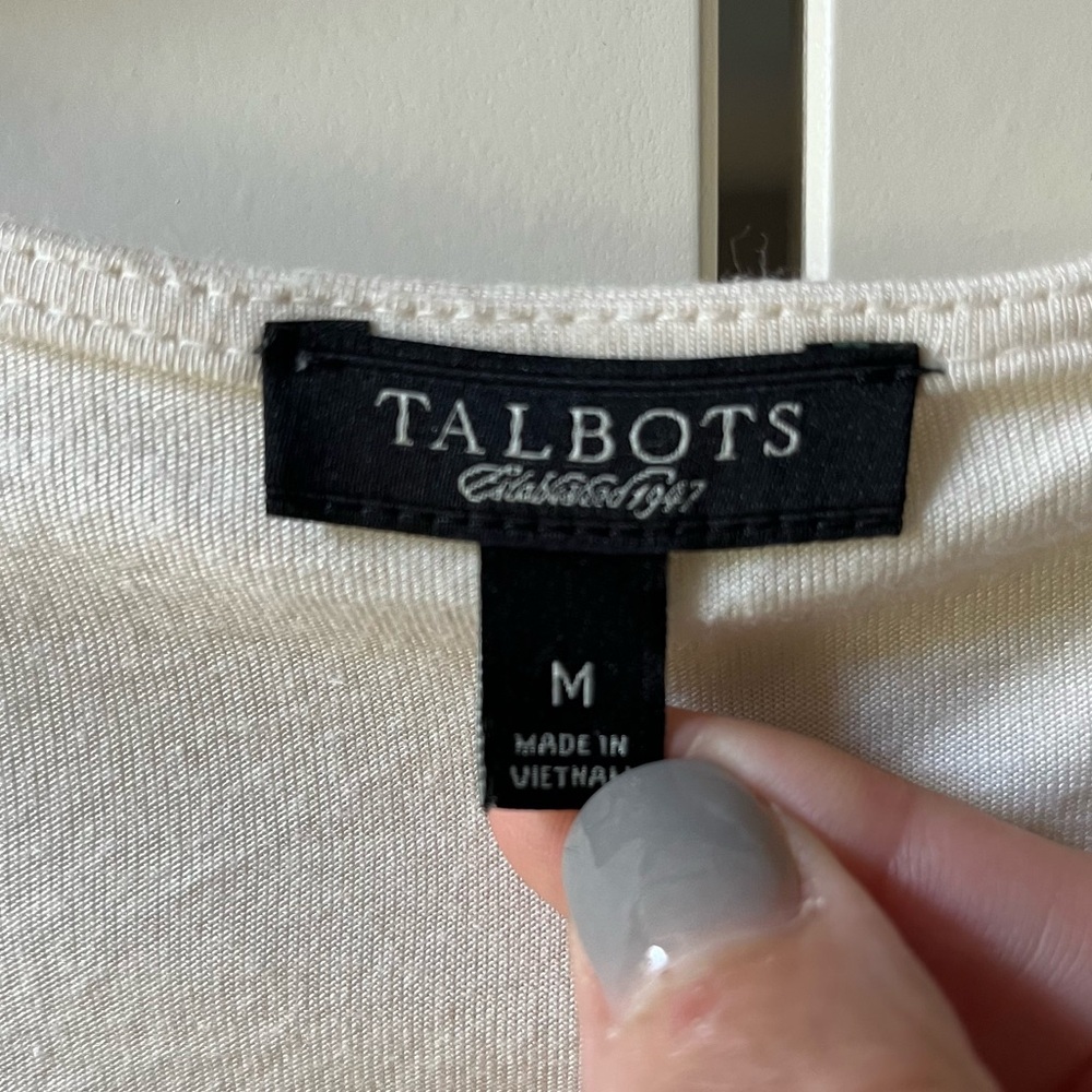 TALBOTS Cream and Taupe Decorative Tank Shell size medium - Picture 6 of 6